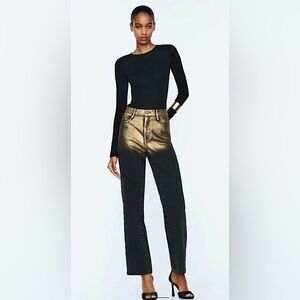 (SOLD)ZARA Gold Lame Jeans